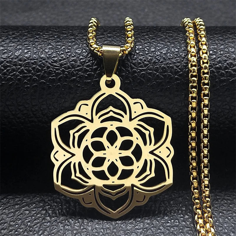 Golden Lotus Pendant Necklace