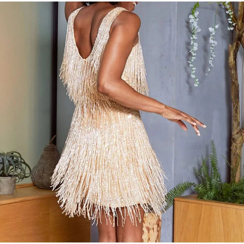 Sequined Tassel Feather Dress