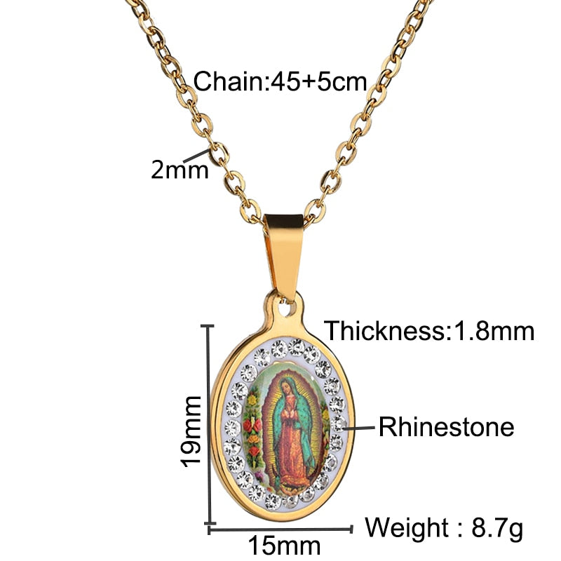 Virgin Mary Pendant Necklace Glossy-Too