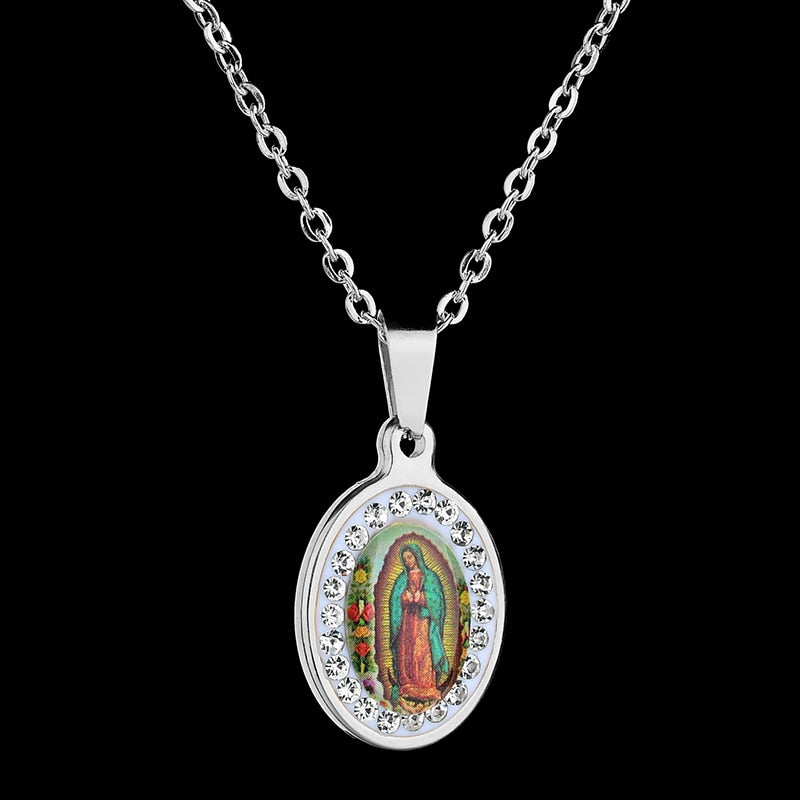 Virgin Mary Pendant Necklace Glossy-Too