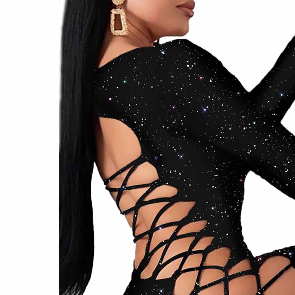 Sultry Allure - Long Sleeve Lace-Up Dress