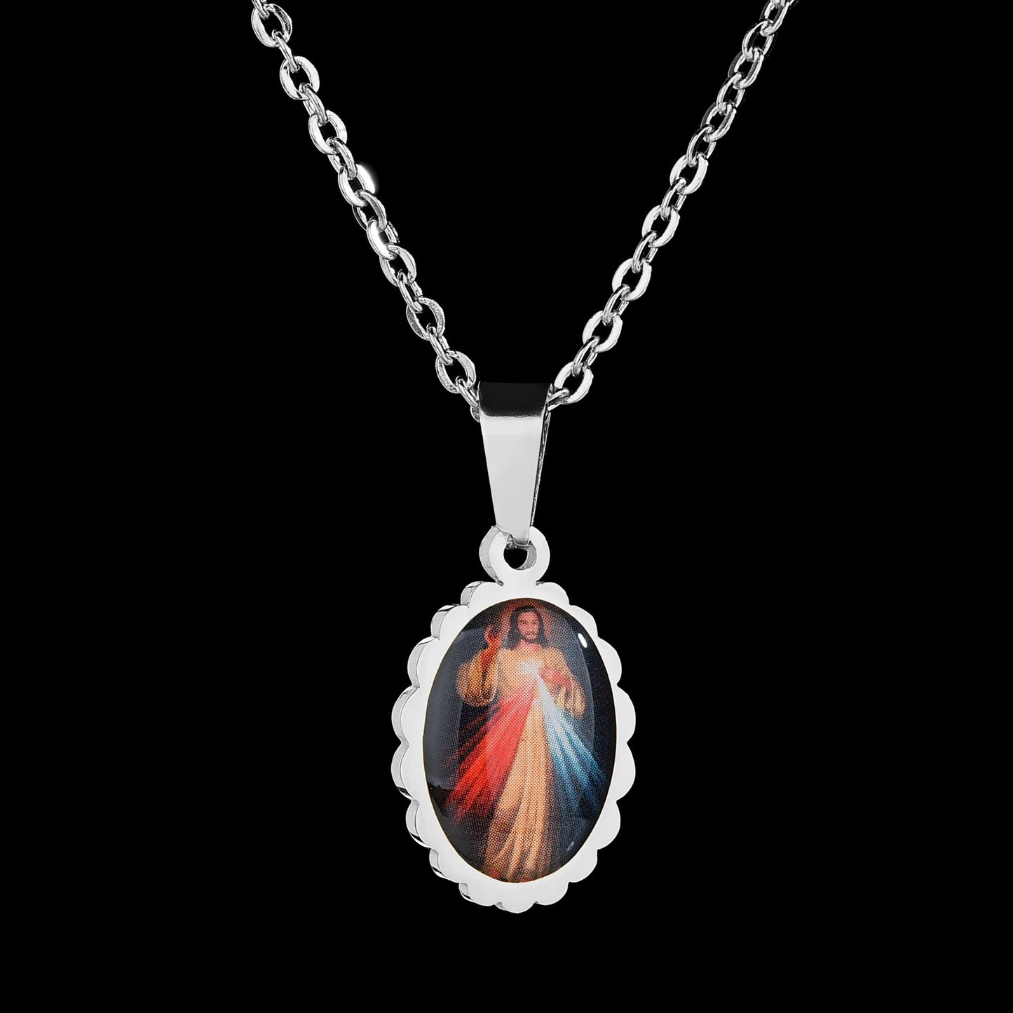 Virgin Mary Pendant Necklace Glossy-Too