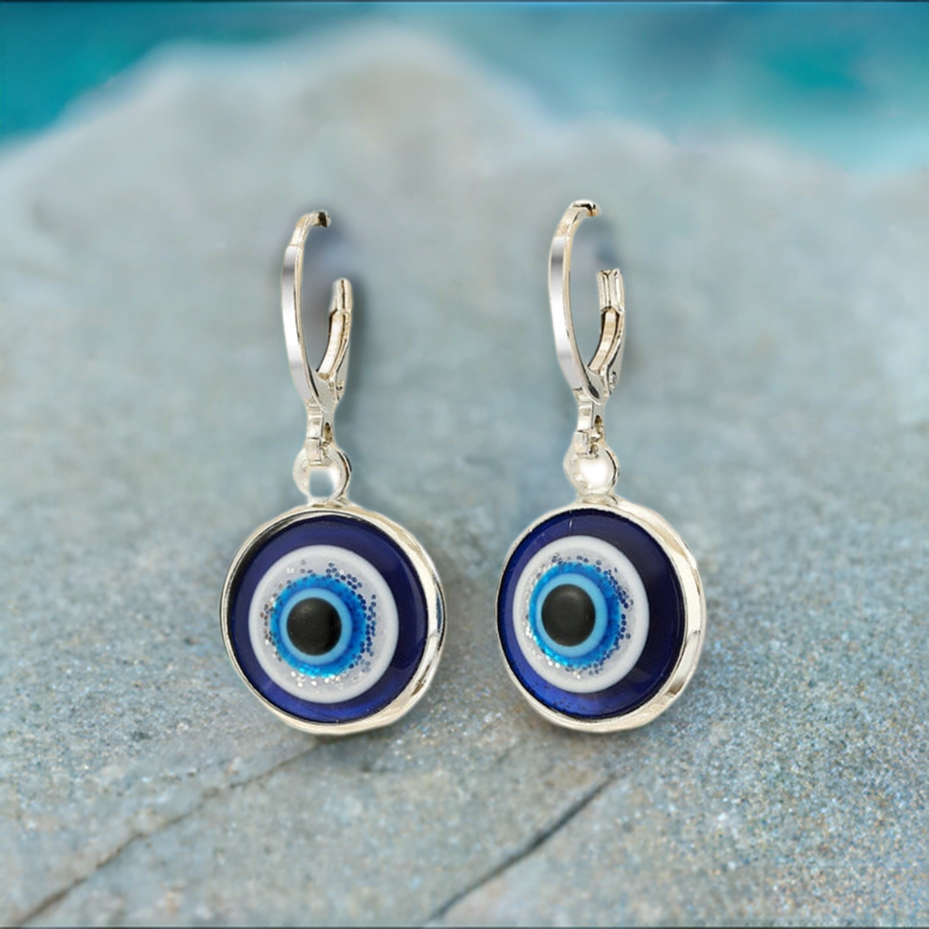 Blinged Turkish Evil Eye Earrings