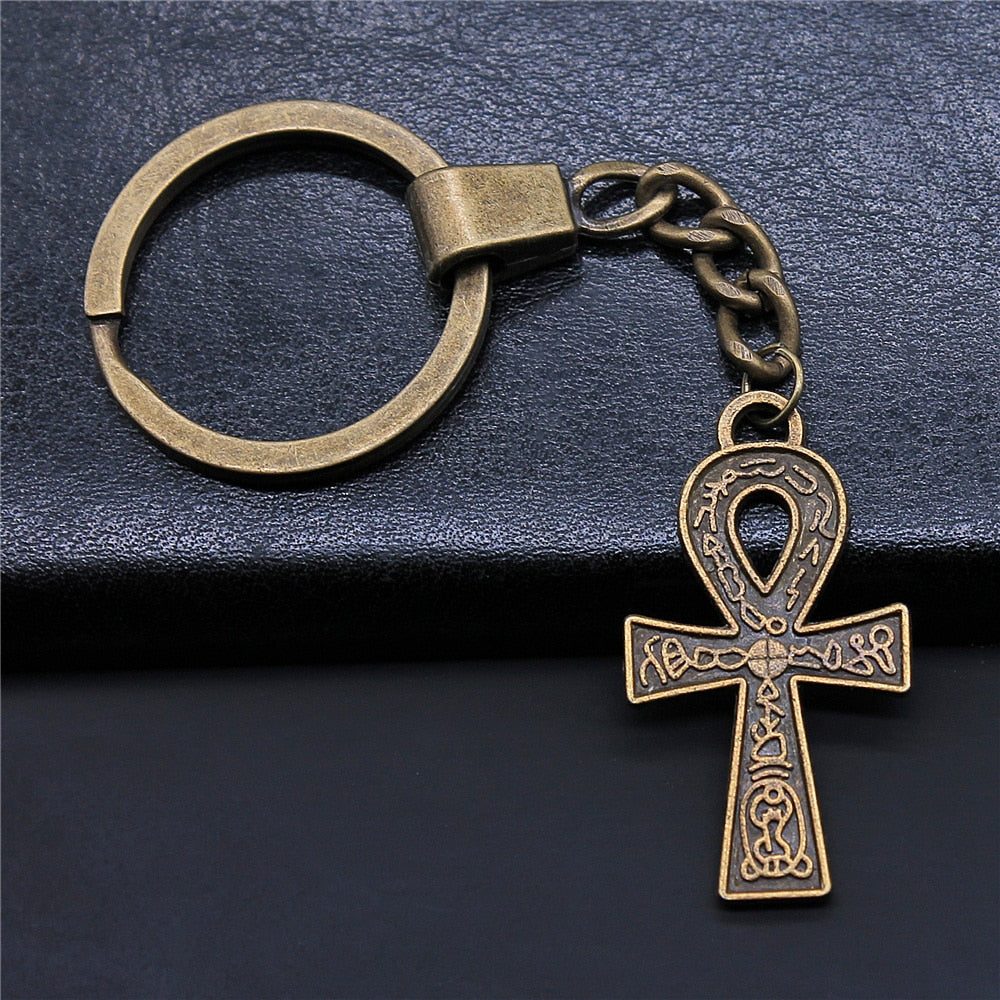 Vintage Egyptian Ankh Charm Keychains Glossy-Too