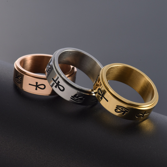 Egyptian Hieroglyphic Rings - Adornments inspired by symbolic ancient Egyptian script.
