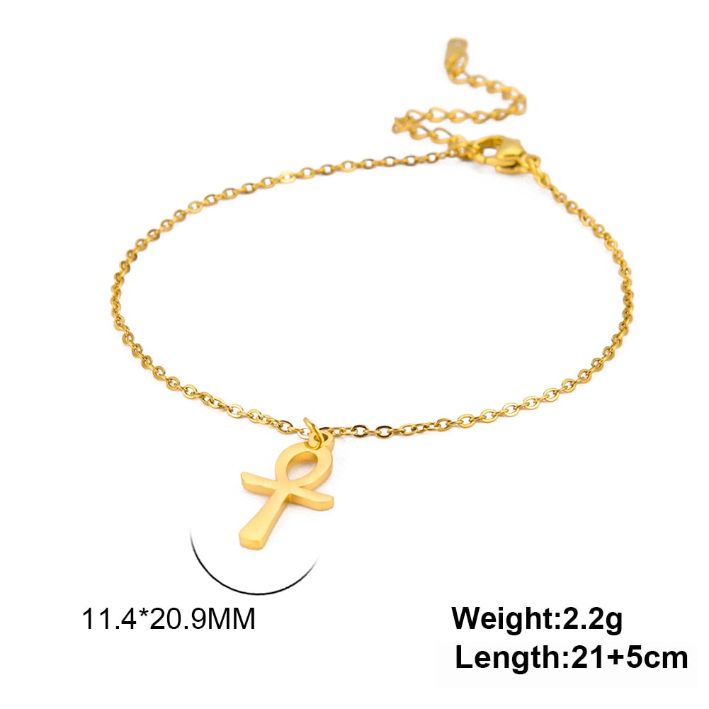 Ankh Cross Anklet glossy-too goldAnkh Cross Anklet - Symbolic representation of ancient Egyptian heritage in an anklet.gold glossy-too