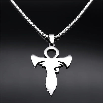 Egyptian Patronus Eye of Ra | Ankh Cross Necklace - Symbolic jewelry piece depicting ancient Egyptian protection symbols for spiritual connection and elegance.