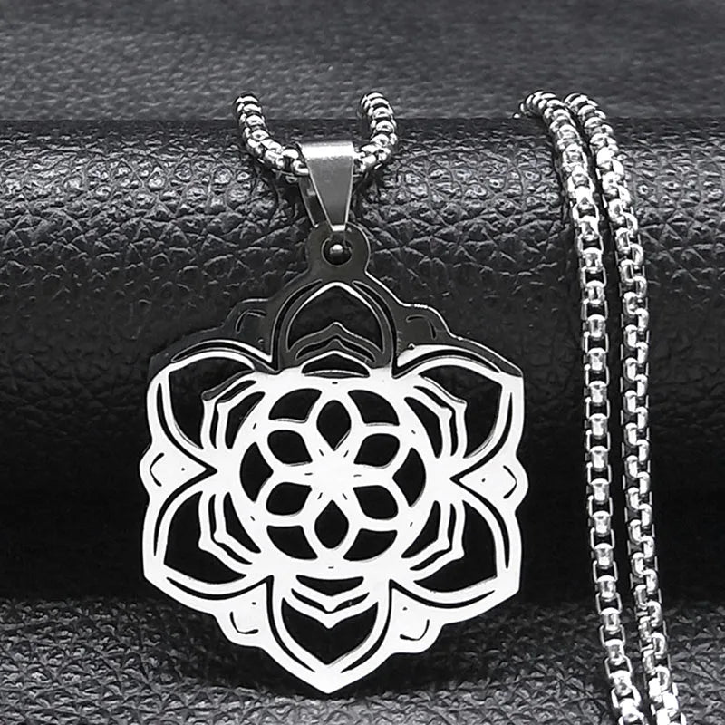 Golden Lotus Pendant Necklace