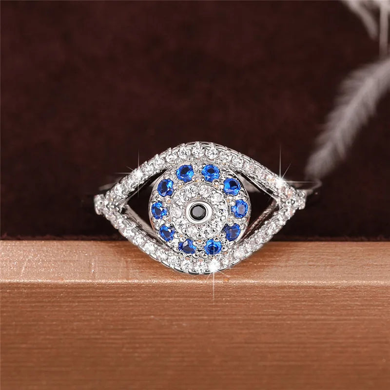 Sterling Silver Evil Eye Ring for Women