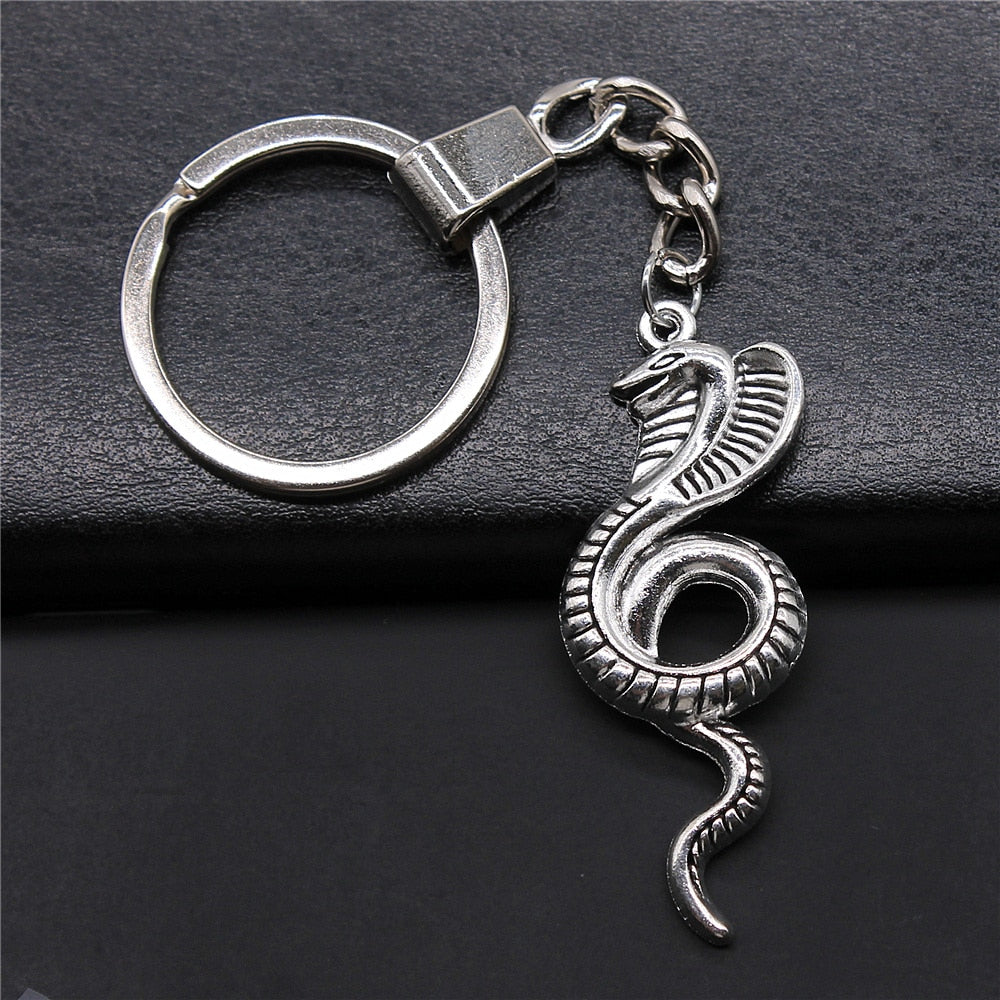 Vintage Egyptian Snake Charm Keychains Glossy-Too