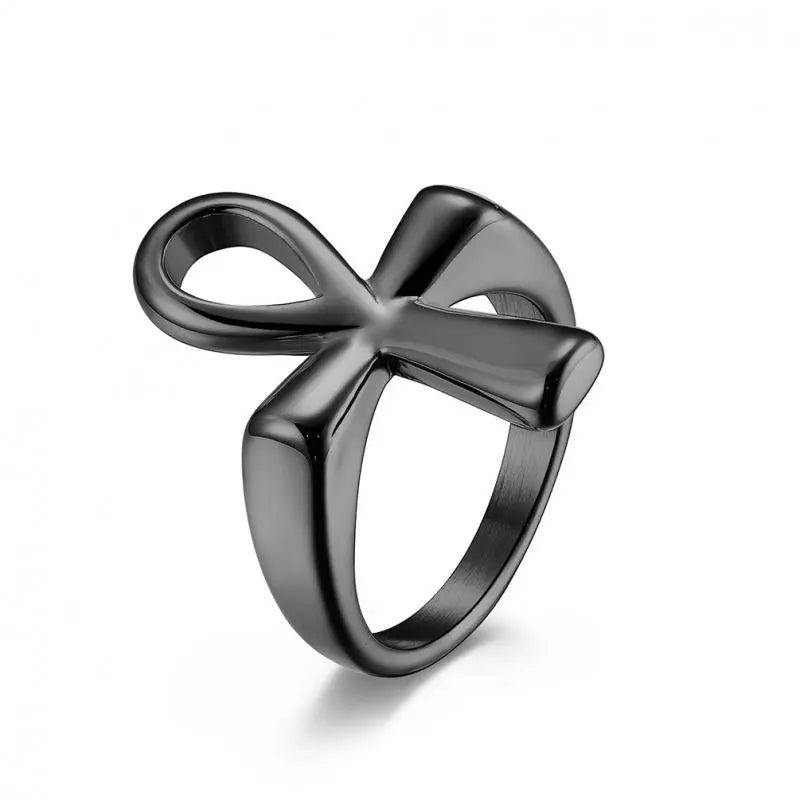 nkh - Key Of Life Ring - Symbolic representation of Egyptian heritage in a ring.black