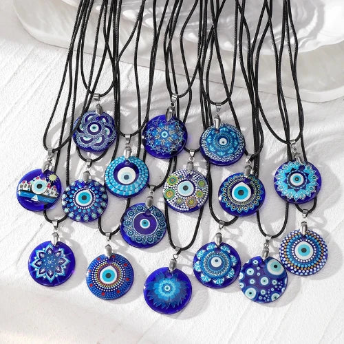 flower turkish evil eye necklaces