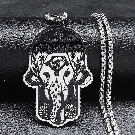 hamsa hand with elephant necklace