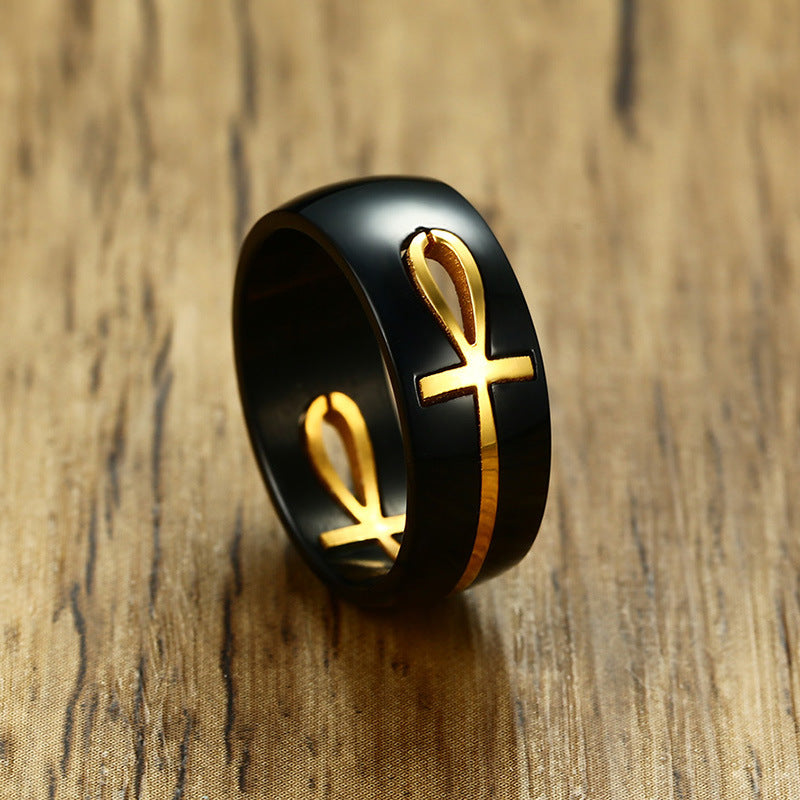 Men's Eternal Key of Life Ankh Ring - Symbolic jewelry representing eternal life and spiritual depth.