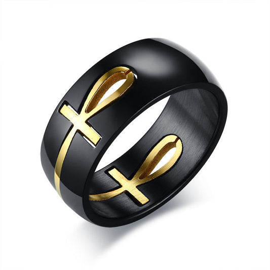 Men's Eternal Key of Life Ankh Ring - Symbolic jewelry representing eternal life and spiritual depth.