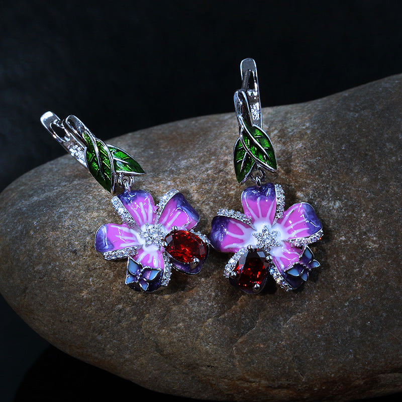 Purple Iris Earrings glossy-too