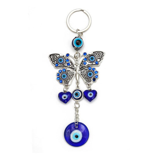 Butterfly Evil Eye Keychain - Spiritual, metaphysical, and protective keychain featuring butterfly and evil eye symbolism.