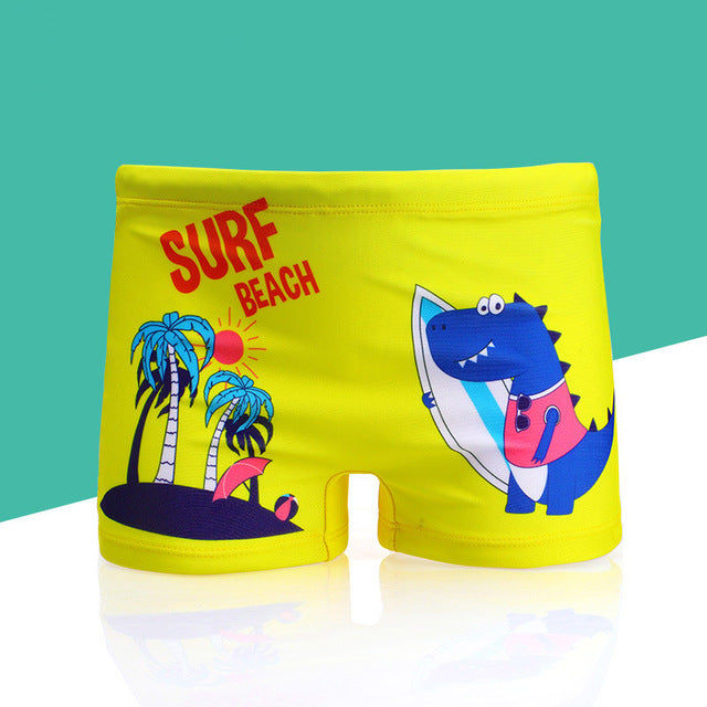 Boys Cartoon Swim Shorts & Cap