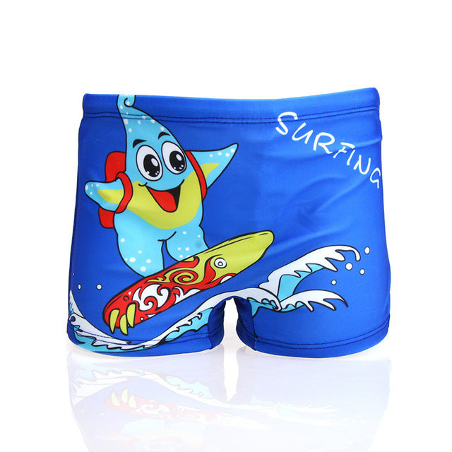 Boys Cartoon Swim Shorts & Cap