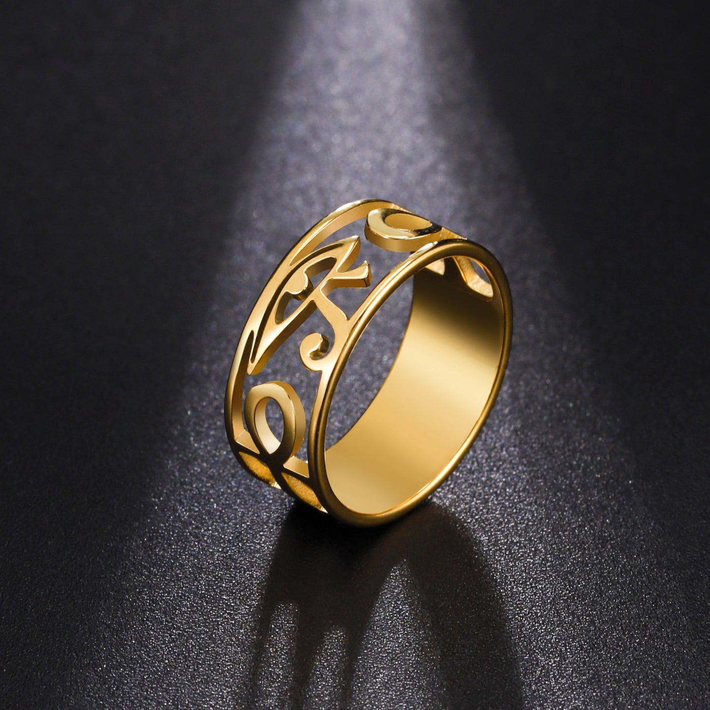 eminine Eye Of Ra Ring - Symbol of feminine strength and protection. glossy-too