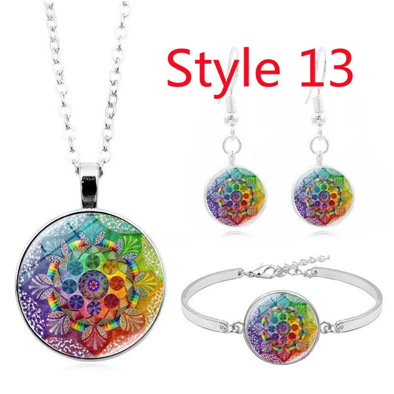 Glossy-Too Mandala Cabochon Jewelry Set