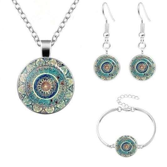 Glossy-Too Mandala Cabochon Jewelry Set
