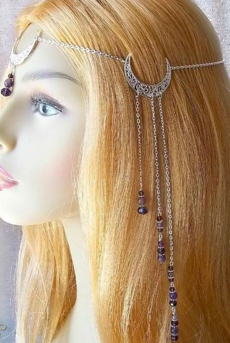 wicca triskele lunar Goddess Chain Headdress