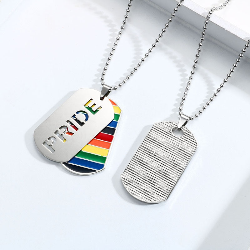 LGBTQIA dog tag necklace glossy-too pride duo