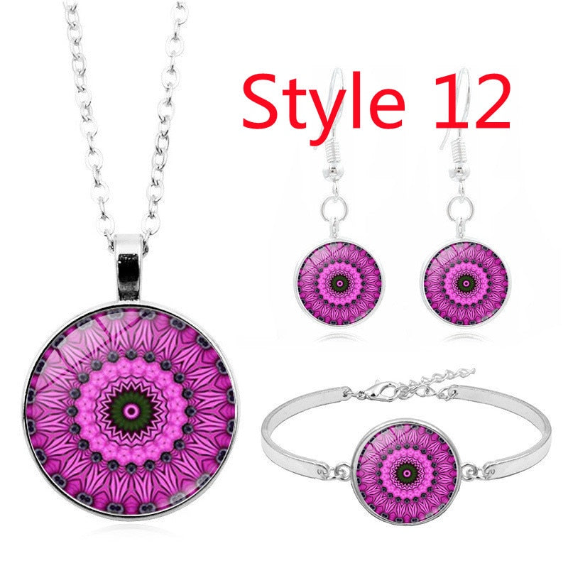 Glossy-Too Mandala Cabochon Jewelry Set