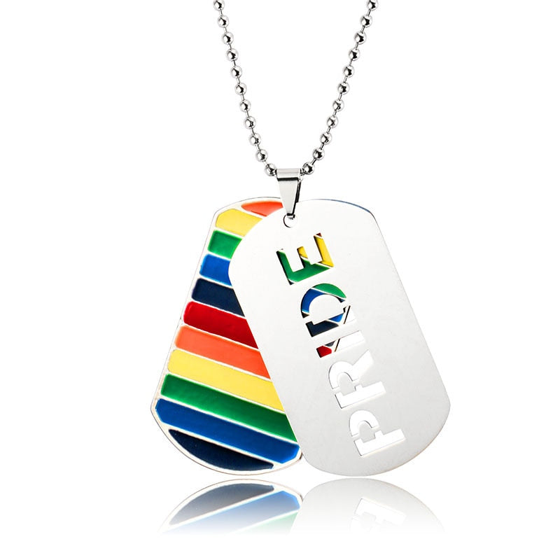 LGBTQIA dog tag necklace glossy-too. pride