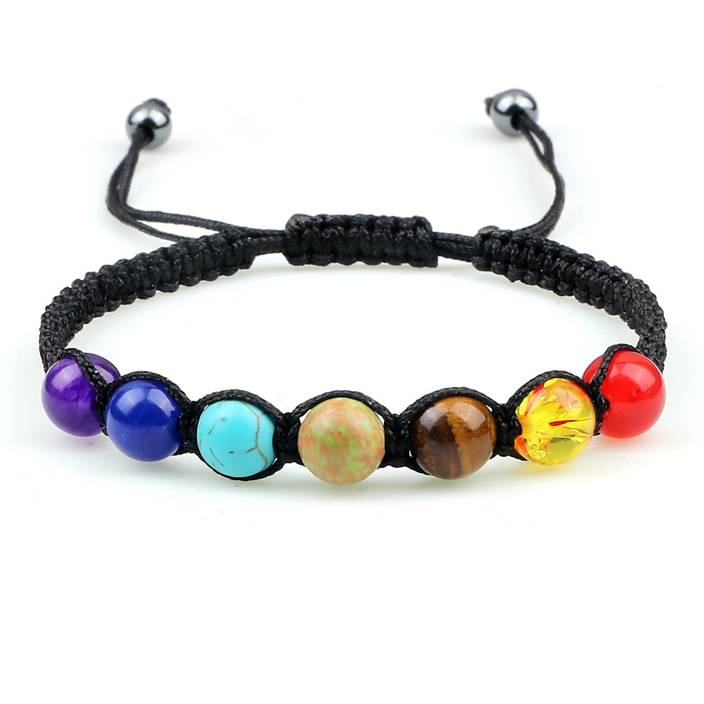 7 Chakra Tiger Eye beaded Bracelet metaphysical 