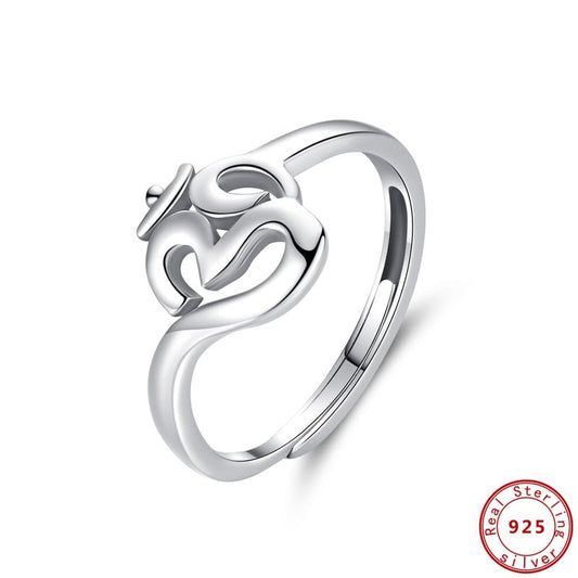 Sterling Silver Om Symbol Adjustable Ring 