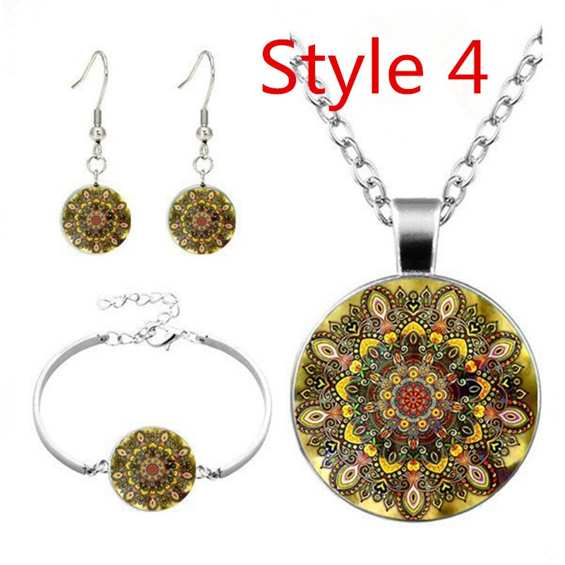 Glossy-Too Mandala Cabochon Jewelry Set