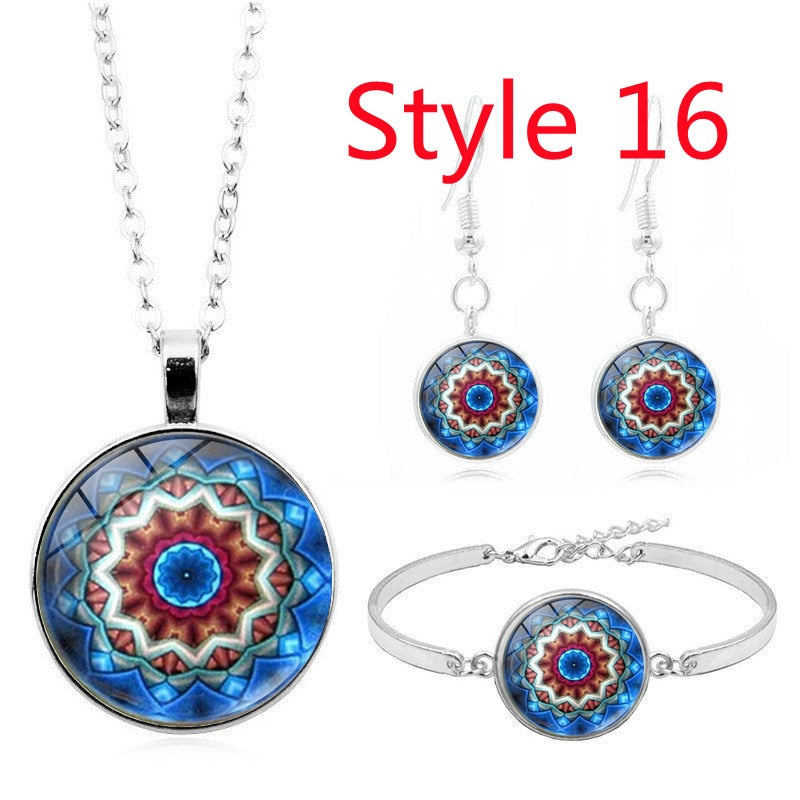 Glossy-Too Mandala Cabochon Jewelry Set