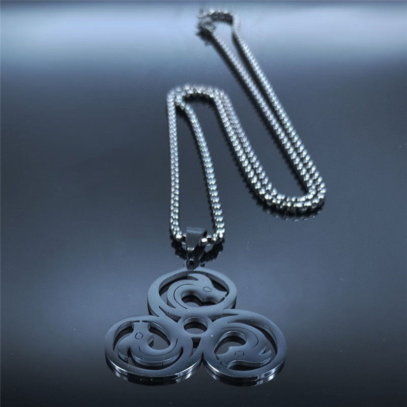 Triple Celtic Knot Spiral Necklace