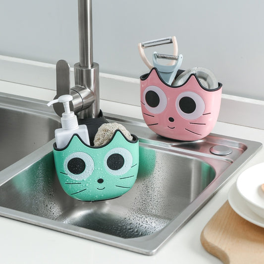 Cute Cat Sink Soap Sponge Drain