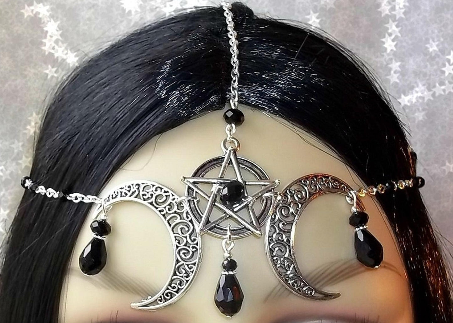 wicca triskele lunar Goddess Chain Headdress