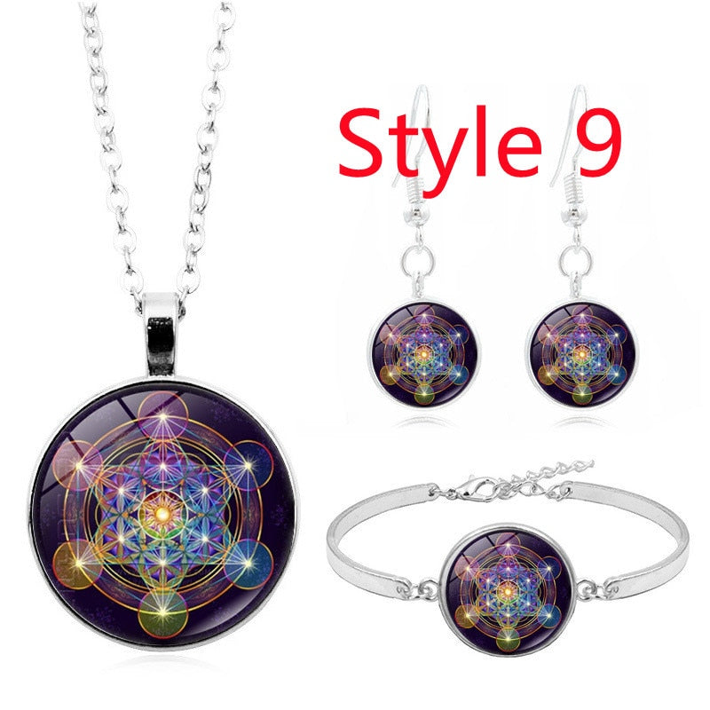 Glossy-Too Mandala Cabochon Jewelry Set