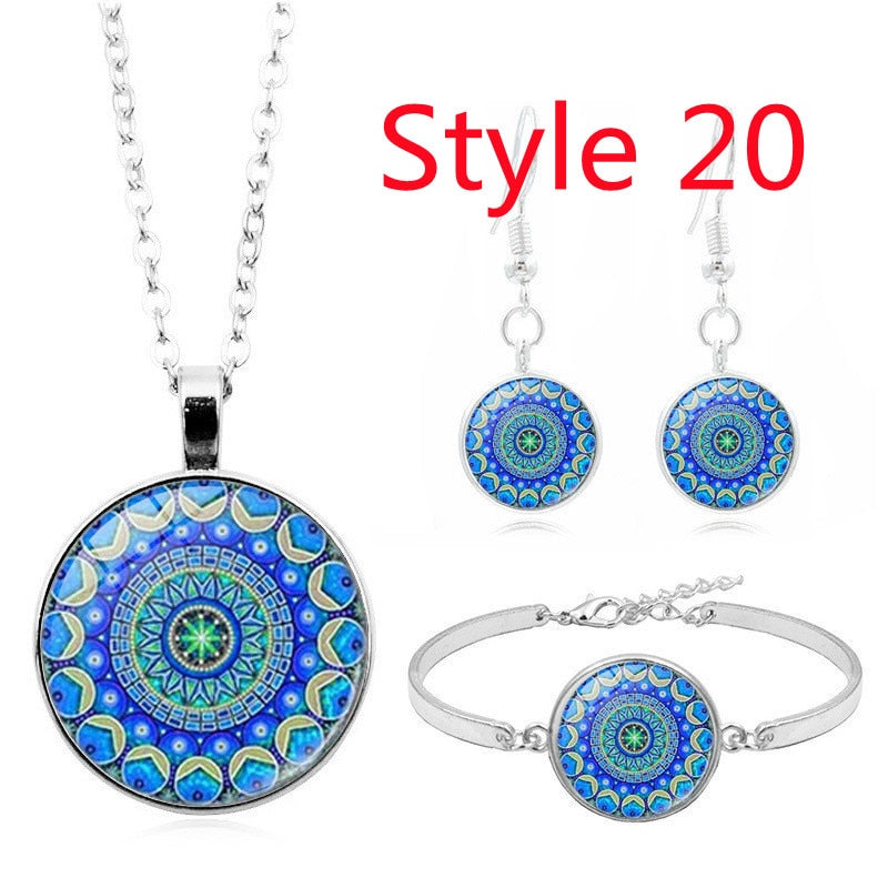 Glossy-Too Mandala Cabochon Jewelry Set