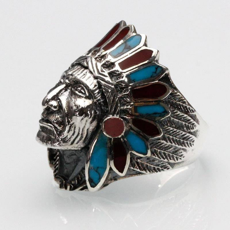 Native American Chief Ring Glossy-Too