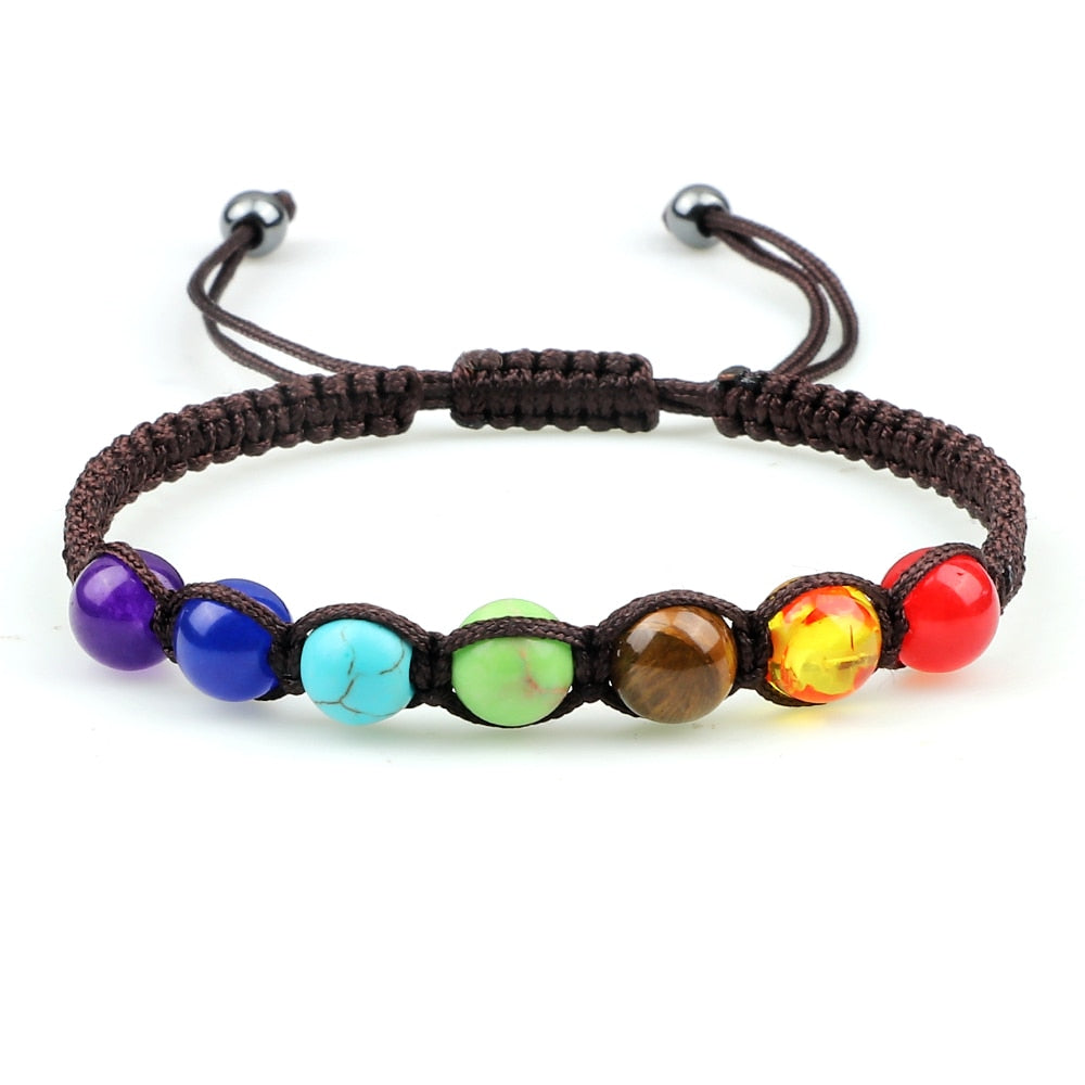 7 Chakra Tiger Eye beaded Bracelet metaphysical 