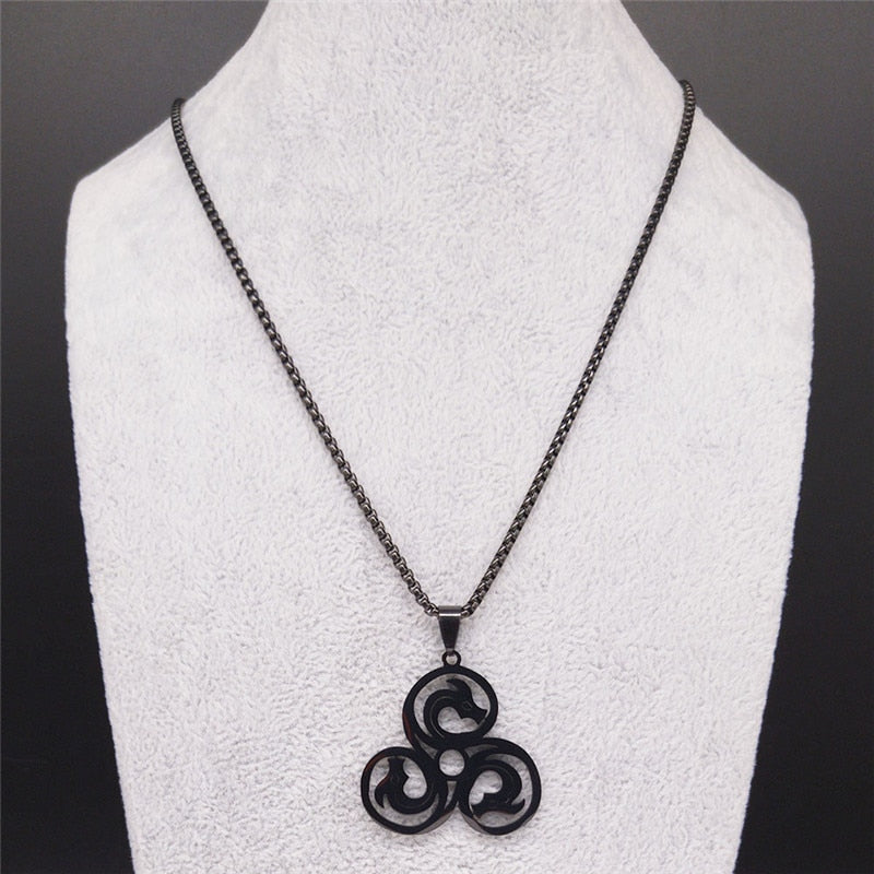 Triple Celtic Knot Spiral Necklace