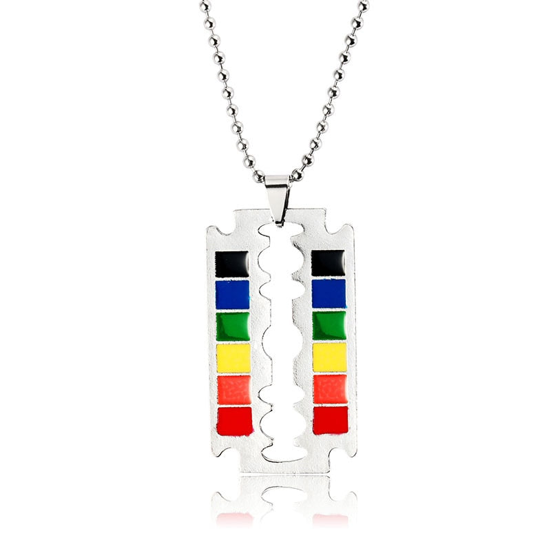 LGBTQIA dog tag necklace glossy-too razor