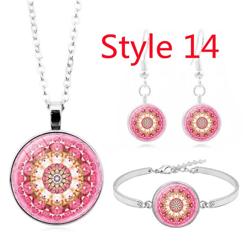 Glossy-Too Mandala Cabochon Jewelry Set