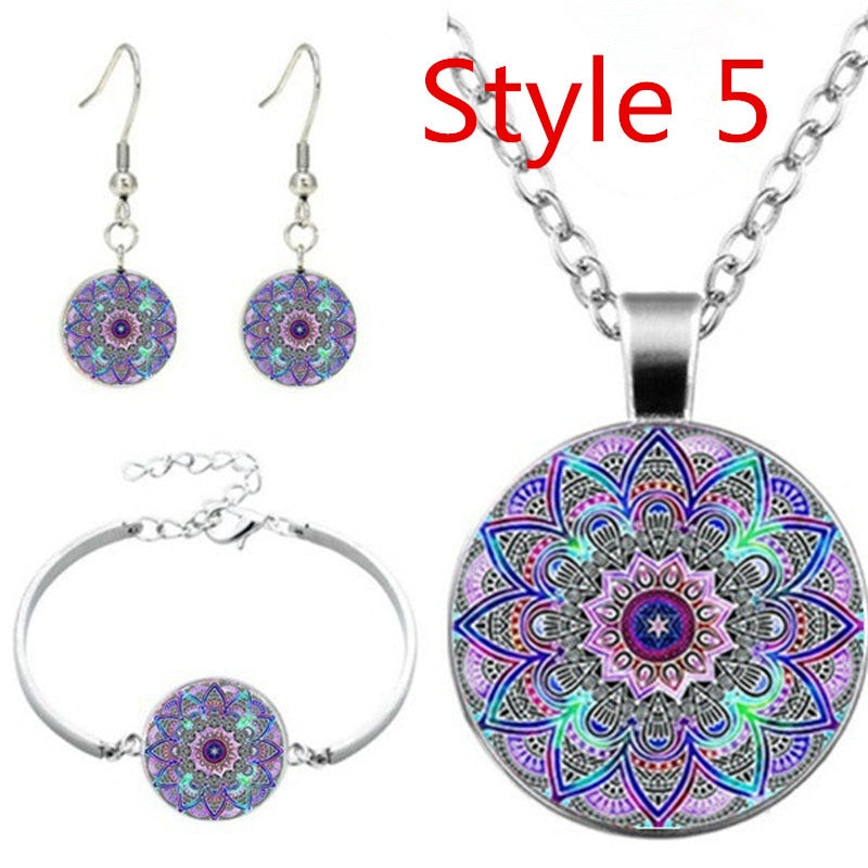 Glossy-Too Mandala Cabochon Jewelry Set