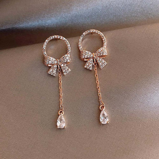 bow  earrings  jewelry zircon glossy  too