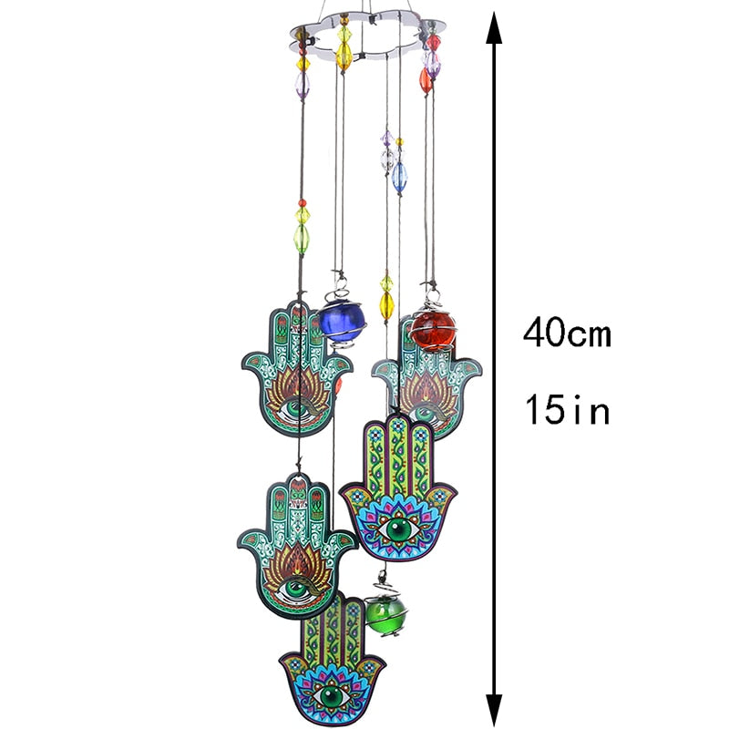 Hamsa Hand Good Luck Charm Wind Chimes