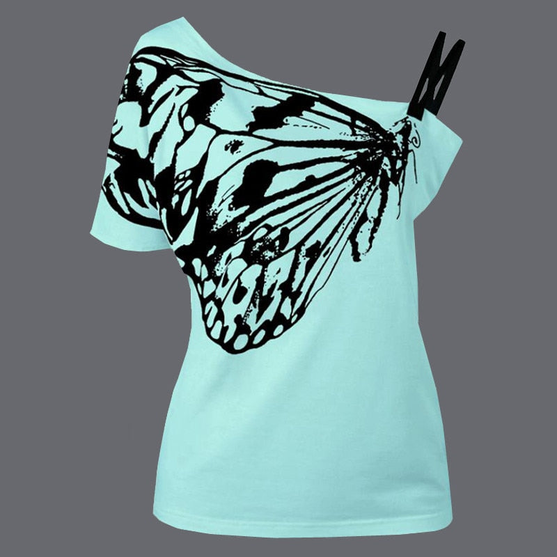 Off Shoulder Butterfly T-shirt