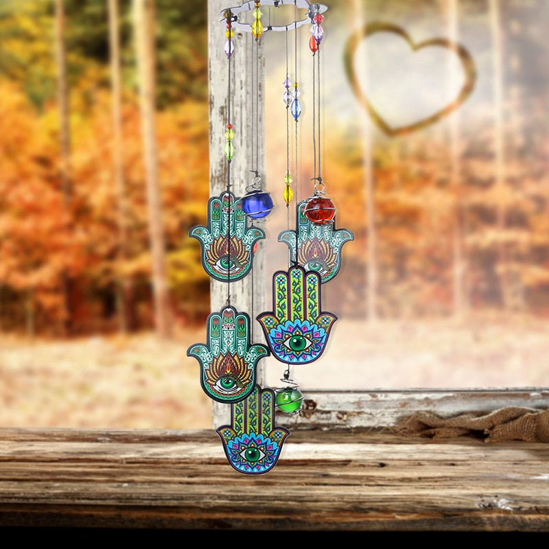 Hamsa Hand Good Luck Charm Wind Chimes