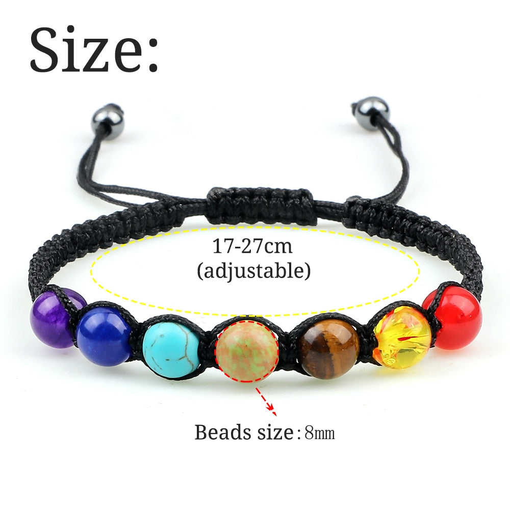 7 Chakra Braided Lava Tiger Eye Bracelet